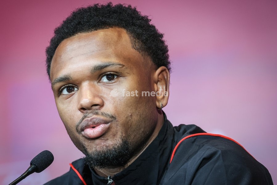 Belgium's Lois Openda pictured during a training session of Belgian national soccer team Red Devils, Tuesday 21 March 2023, at the Royal Belgian Football Association RBFA's headquarters in Tubize. The Red Devils are preparing for the upcoming games against Sweden and Germany