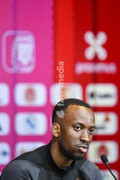 Belgium's Dodi Lukebakio pictured during a press conference of Belgian national soccer team Red Devils, Sunday 26 March 2023, at the Royal Belgian Football Association RBFA's headquarters in Tubize. The Red Devils are preparing for the upcoming game against Germany