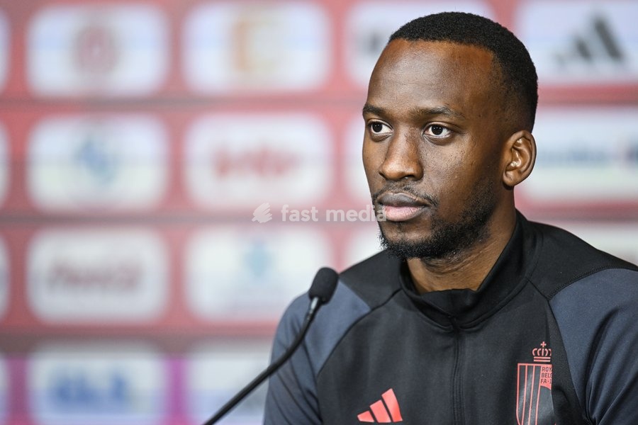 Belgium's Dodi Lukebakio pictured during a press conference of Belgian national soccer team Red Devils, Sunday 26 March 2023, at the Royal Belgian Football Association RBFA's headquarters in Tubize. The Red Devils are preparing for the upcoming game against Germany