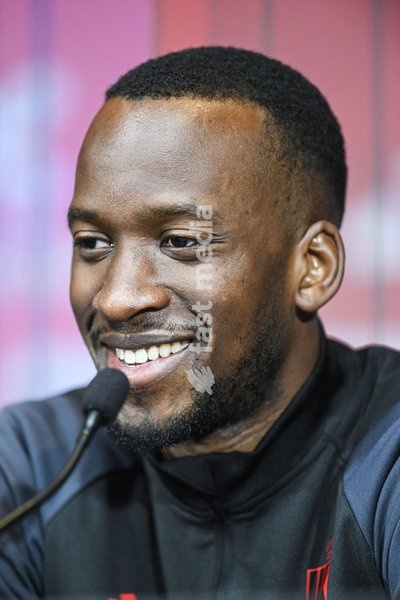 Belgium's Dodi Lukebakio pictured during a press conference of Belgian national soccer team Red Devils, Sunday 26 March 2023, at the Royal Belgian Football Association RBFA's headquarters in Tubize. The Red Devils are preparing for the upcoming game against Germany