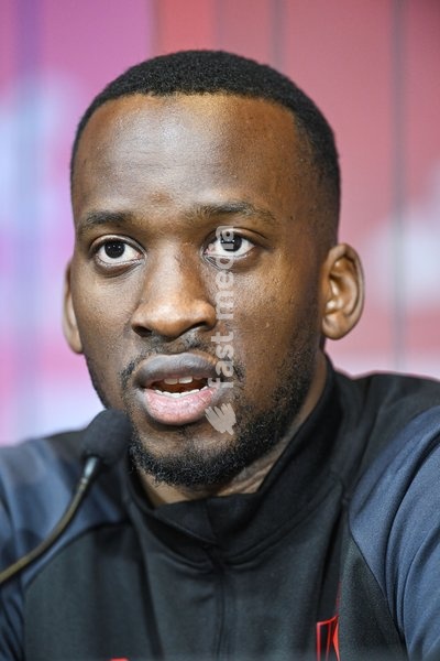 Belgium's Dodi Lukebakio pictured during a press conference of Belgian national soccer team Red Devils, Sunday 26 March 2023, at the Royal Belgian Football Association RBFA's headquarters in Tubize. The Red Devils are preparing for the upcoming game against Germany