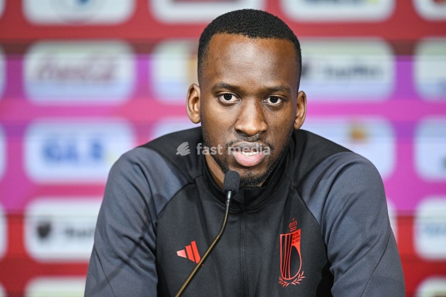 Belgium's Dodi Lukebakio pictured during a press conference of Belgian national soccer team Red Devils, Sunday 26 March 2023, at the Royal Belgian Football Association RBFA's headquarters in Tubize. The Red Devils are preparing for the upcoming game against Germany
