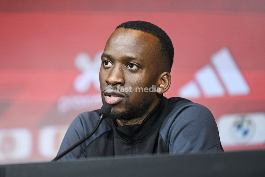 Belgium's Dodi Lukebakio pictured during a press conference of Belgian national soccer team Red Devils, Sunday 26 March 2023, at the Royal Belgian Football Association RBFA's headquarters in Tubize. The Red Devils are preparing for the upcoming game against Germany