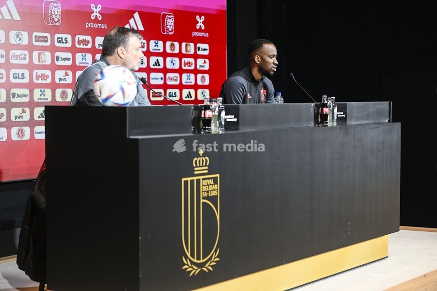 Belgium's Dodi Lukebakio pictured during a press conference of Belgian national soccer team Red Devils, Sunday 26 March 2023, at the Royal Belgian Football Association RBFA's headquarters in Tubize. The Red Devils are preparing for the upcoming game against Germany