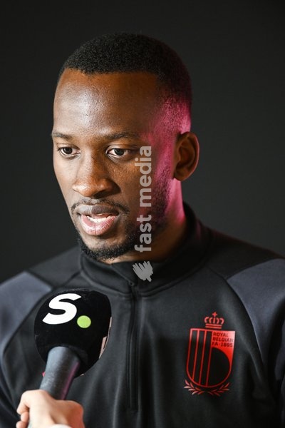 Belgium's Dodi Lukebakio pictured during a press conference of Belgian national soccer team Red Devils, Sunday 26 March 2023, at the Royal Belgian Football Association RBFA's headquarters in Tubize. The Red Devils are preparing for the upcoming game against Germany