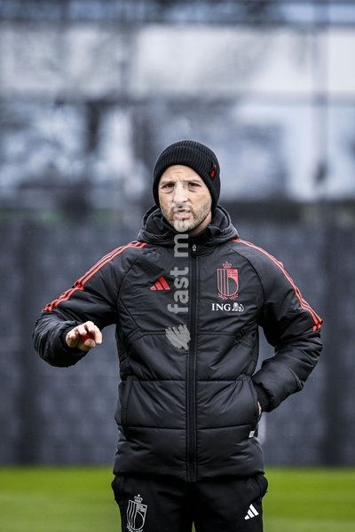 Belgium's head coach Domenico Tedesco pictured during a training session of Belgian national soccer team Red Devils, Sunday 26 March 2023, at the Royal Belgian Football Association RBFA's headquarters in Tubize. The Red Devils are preparing for the upcoming game against Germany