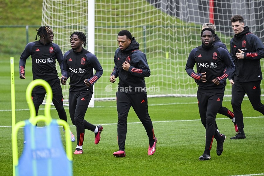Belgium's Lois Openda pictured in action during a training session of Belgian national soccer team Red Devils, Sunday 26 March 2023, at the Royal Belgian Football Association RBFA's headquarters in Tubize. The Red Devils are preparing for the upcoming game against Germany