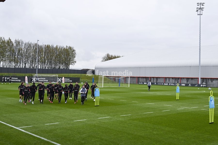 Illustration picture shows the start of a training session of Belgian national soccer team Red Devils, Sunday 26 March 2023, at the Royal Belgian Football Association RBFA's headquarters in Tubize. The Red Devils are preparing for the upcoming game against Germany