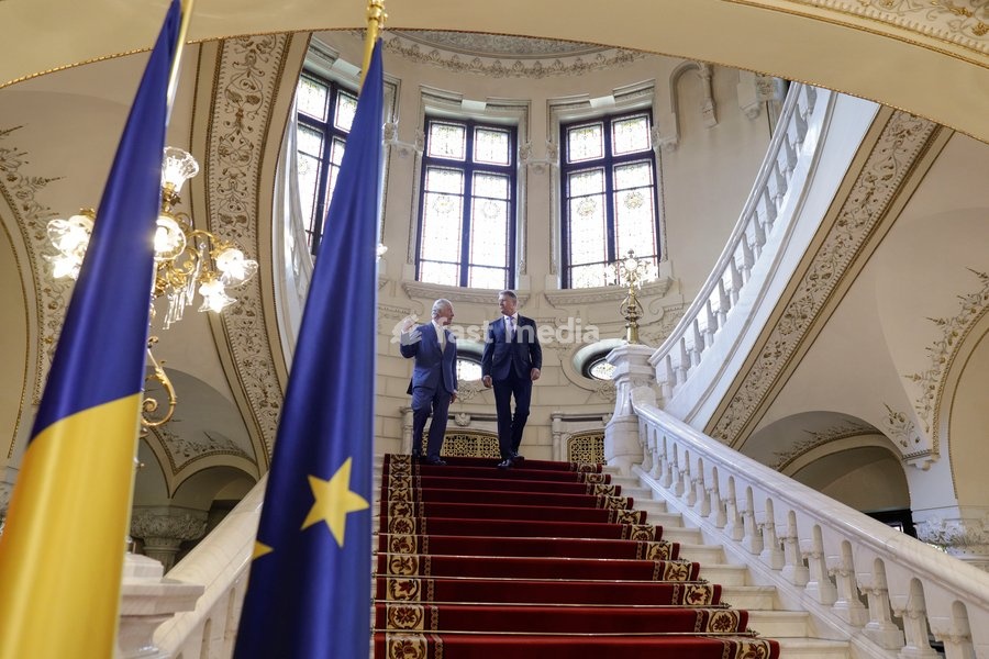 Handout photo issued by Buckingham Palace of President Klaus Iohannis (right) and King Charles III at Cotroceni Palace during a private visit to Bucharest, Romania. Issue date: Friday June 2, 2023. NOTE TO EDITORS: This handout photo may only be used for editorial reporting purposes for the…