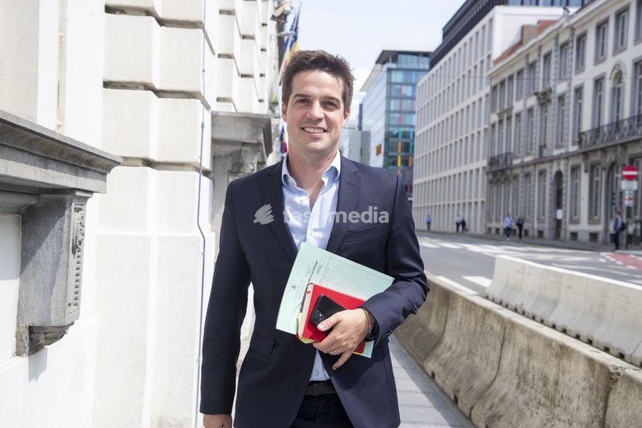 State Secretary for scientific policy Thomas Dermine pictured at the arrival for a Minister's Kern meeting of the Federal Government, in Brussels, Friday 30 June 2023