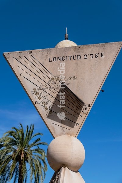 Spain, Balearic Islands, Majorca, Palma de Mallorca, Old Town. Reloj de Sol, sunclock or sundial in Plaza Santo Domingo de la Calzada