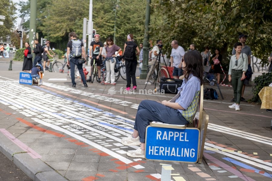 Illustration picture shows the Car Free Sunday in the Brussels Capital region, Sunday 17 September 2023. In several cities and towns across Belgium a Sunday without cars or other motorized transport is organized