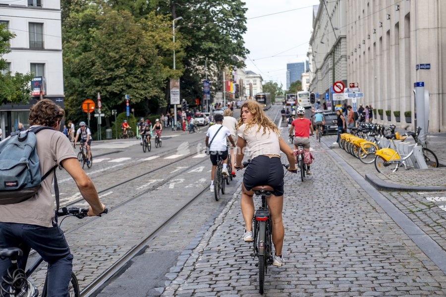 Illustration picture shows the Car Free Sunday in the Brussels Capital region, Sunday 17 September 2023. In several cities and towns across Belgium a Sunday without cars or other motorized transport is organized
