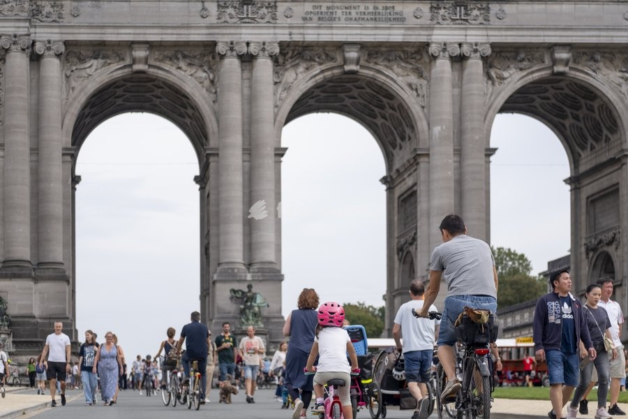 Illustration picture shows the Car Free Sunday in the Brussels Capital region, Sunday 17 September 2023. In several cities and towns across Belgium a Sunday without cars or other motorized transport is organized