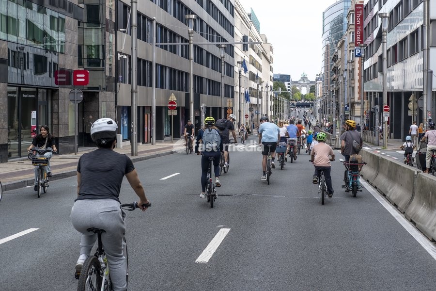 Illustration picture shows the Car Free Sunday in the Brussels Capital region, Sunday 17 September 2023. In several cities and towns across Belgium a Sunday without cars or other motorized transport is organized