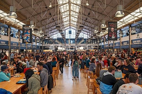 Time Out Market food hall, Mercado da Ribeira, Lisbon, Portugal