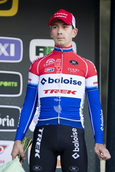 Dutch Lars Van Der Haar pictured on the podium after the men's elite race of the 'Druivencross' cyclocross cycling event in Overijse on Sunday 22 October 2023, stage 1/8 of the 'Superprestige' competition