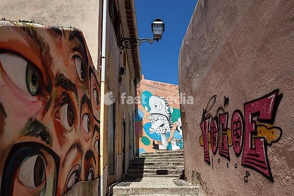 Wall painting, street art, graffiti, Beco do Maldonado, Alfama neighbourhood, Lisbon, Portugal