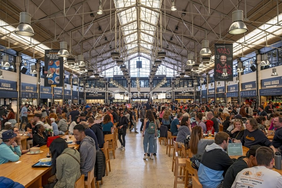 Time Out Market food hall, Mercado da Ribeira, Lisbon, Portugal