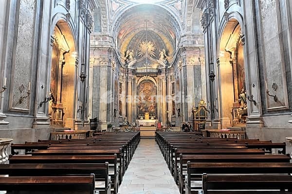 Interior view, Basilica da Estrela consecrated in 1790, burial place of Queen Maria I, Lisbon, Lisboa, Portugal