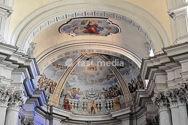 Ceiling painting, pilgrimage church, Renaissance church of San Biagio, architect Antonio da Sangallo, built 1519-1540, Montepulciano, Tuscany, Italy