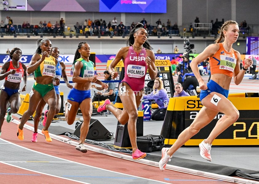 Glasgow, Scotland, UK, 01 March 2024. Femke BOL (NED) leads and goes on to win her Womens 400m heat during the World Indoor Athletics Championships at the Emirates Arena, Glasgow, Scotland, UK