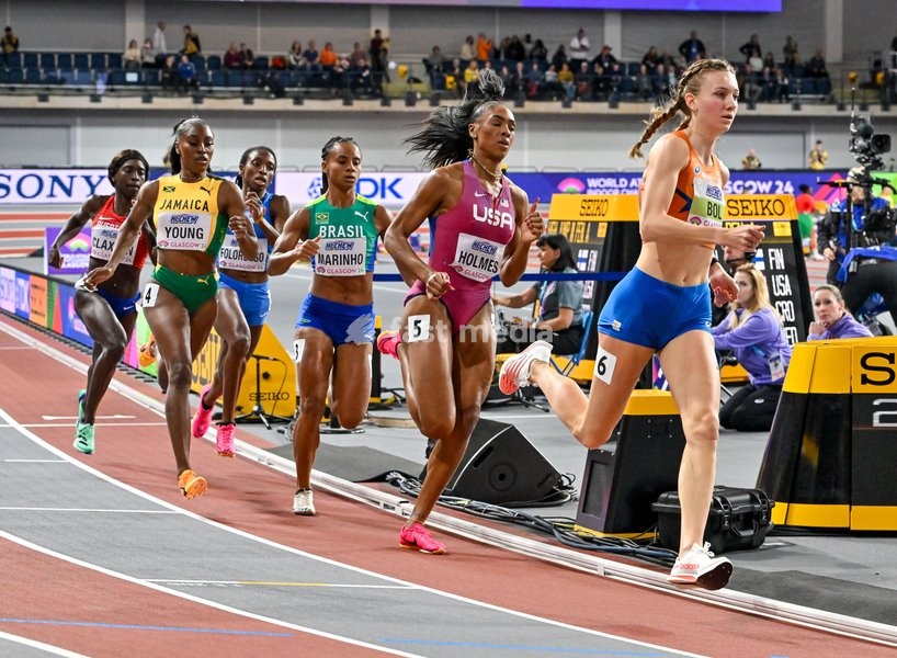 Glasgow, Scotland, UK, 01 March 2024. Femke BOL (NED) leads and goes on to win her Womens 400m heat during the World Indoor Athletics Championships at the Emirates Arena, Glasgow, Scotland, UK