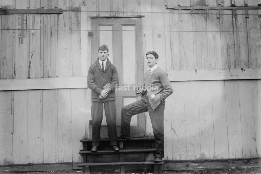 Young Fox - Sapper O'Neill, 1914. Shows British boxers Young Fox and Sapper O'Neill
