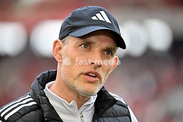 Coach Thomas Tuchel FC Bayern Munich FCB Portrait, Adidas, Logo, MHPArena, MHP Arena Stuttgart, Baden-Württemberg, Germany, Europe