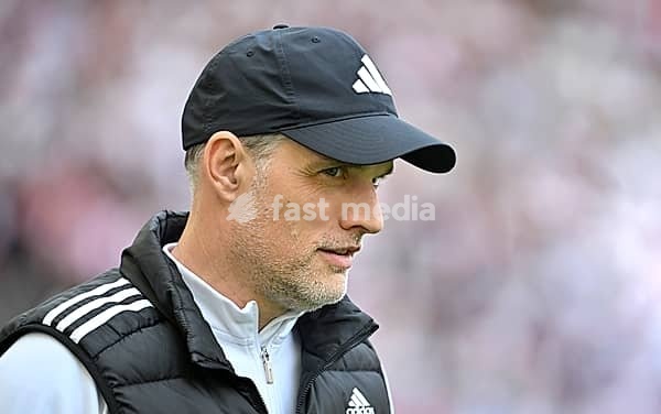 Coach Thomas Tuchel FC Bayern Munich FCB Portrait, Adidas, Logo, MHPArena, MHP Arena Stuttgart, Baden-Württemberg, Germany, Europe
