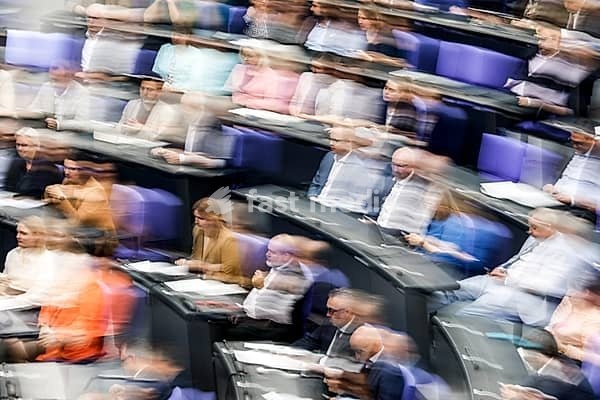 Zoom effect photo, Member of Parliament in the plenary hall of the German Bundestag, Berlin, 13 June 2024, Berlin, Berlin, Germany, Europe