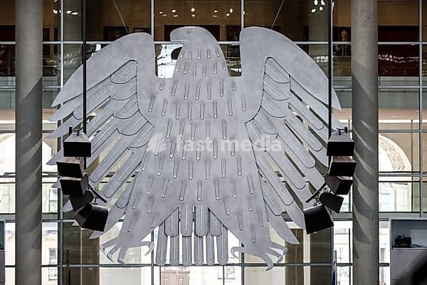 The federal eagle in the plenary chamber of the German Bundestag, Berlin, 13 June 2024, Berlin, Berlin, Germany, Europe