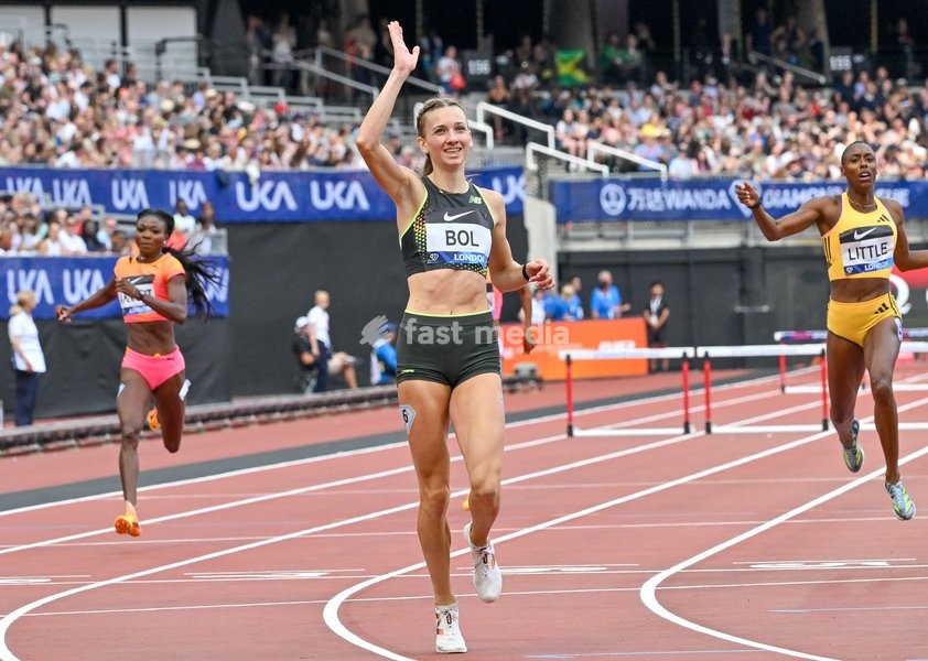 London, UK, 20 July 2024. BOL Femke NED, (1st) 400m Hurdles Women during the Wanda Diamond League London Athletics Meet at London Stadium, Queen Elizabeth Park, London, UK