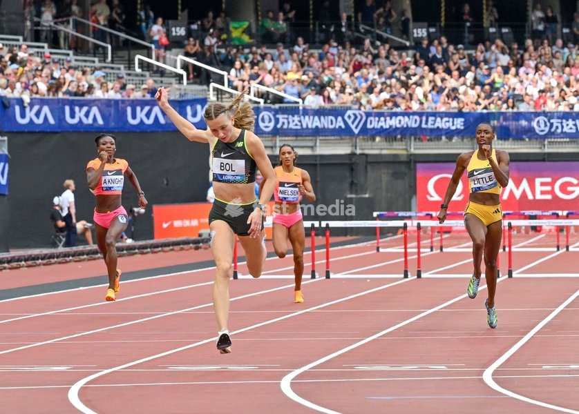 London, UK, 20 July 2024. BOL Femke NED, (1st) 400m Hurdles Women during the Wanda Diamond League London Athletics Meet at London Stadium, Queen Elizabeth Park, London, UK