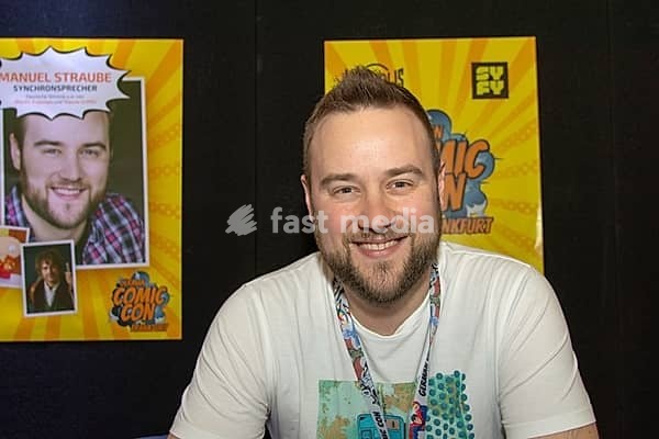 FRANKFURT, GERMANY, MAY 6th 2018: Manuel Straube (*1984, voice actor, german voice of Martin Freeman, Stewie Griffin, Jason Earles) at German Comic Con Frankfurt, a two day fan convention
