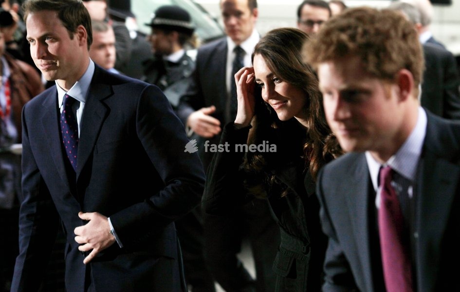 Prince William, Kate Middleton and Prince Harry (right) arrive at the New Zealand House for signing in the condolences book for the victims of the Christchurch earthquake, in London, Britain, 25 February 2011