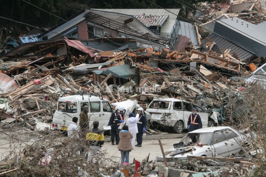 (110315) -- RIKUZEN-TAKATA, March 15, 2011 () -- Photo taken on March 15, 2011 shows a part of the city of Rikuzen-Takata, one of the cities worst hit by Friday's 9 Magnitude quake and ensuing tsunami, Iwate Prefecture, Japan