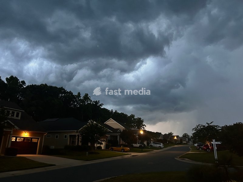 Stormy skies over 50+ retirement community, Denver, North Carolina