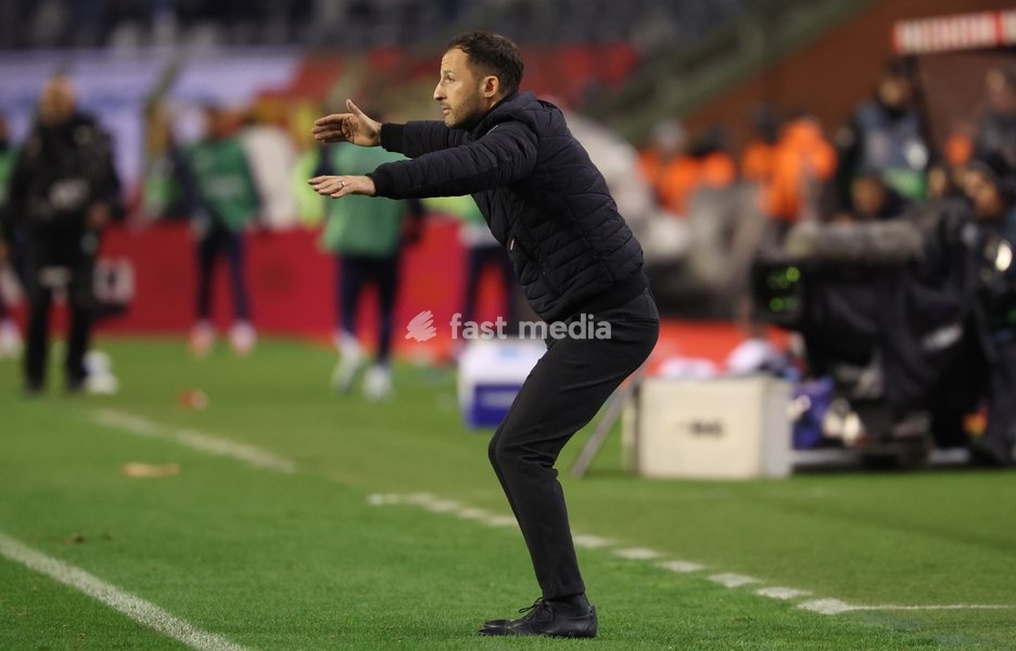 Belgium's head coach Domenico Tedesco gestures during a soccer game between Belgian national soccer team Red Devils and France, match 4 (out of 6) in the League A Group 2 of the UEFA Nations League 2025 competition, Monday 14 October 2024 in Brussels
