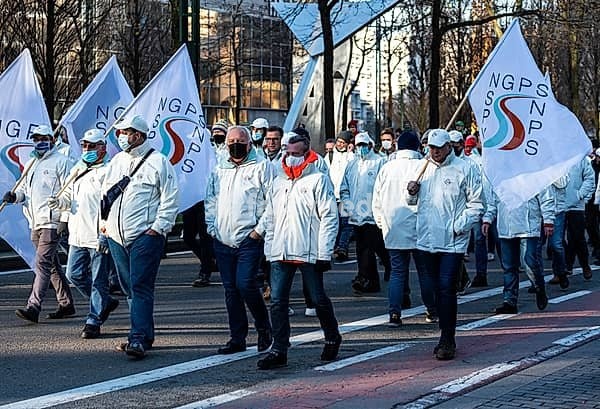 Brussels Capital Region, Belgium, 12 06 2021, National strike for welfare, social security and against poverty and high energy prices, Europe