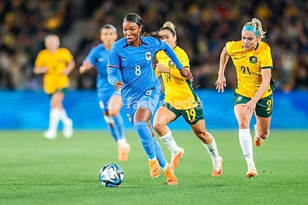 MELBOURNE, AUSTRALIA, JULY 14 : Grace Geyoro of France as Australia plays France in the World Cup 2023 Send Off friendly match on 14th July 2023