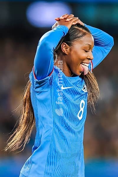 MELBOURNE, AUSTRALIA, JULY 14 : Grace Geyoro of France as Australia plays France in the World Cup 2023 Send Off friendly match on 14th July 2023