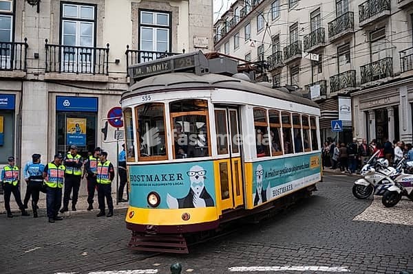 10.06.2018, Lisbon, Portugal, Europe, A tram in the historic Bairro Alto district of the Portuguese capital, Europe