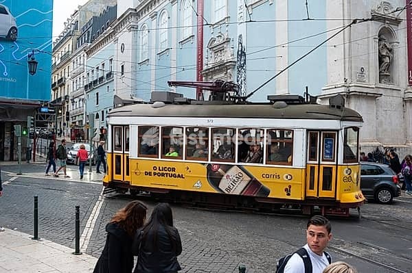 10.06.2018, Lisbon, Portugal, Europe, A tram in the historic centre of the Portuguese capital, Europe