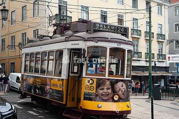 10.06.2018, Lisbon, Portugal, Europe, A tram in the historic Bairro Alto district of the Portuguese capital, Europe