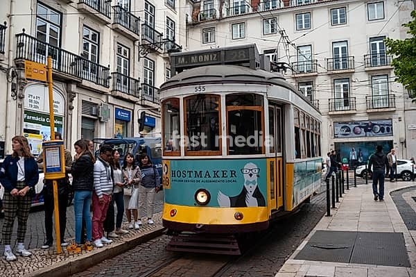 10.06.2018, Lisbon, Portugal, Europe, A tram in the historic Bairro Alto district of the Portuguese capital, Europe