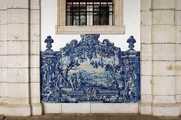 Church and Monastery of Sao Vicente de Fora, Panel of Azulejo tiles in the Cloister, Lisbon, Portugal, Europe