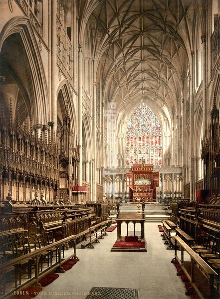 1900 ca , YORK , ENGLAND , GREAT BRITAIN : The YORK MINSTER Choir East . Photochrom by Detroit Publishing Company . - ENGLAND - GRAND BRETAGNA - VIEW - FOTO STORICHE - HISTORY - GEOGRAFIA - GEOGRAPHY - ARCHITETTURA - ARCHITECTURE - OTTOCENTO - 800's - '800 - EPOCA VITTORIANA - VICTORIAN HERA -…
