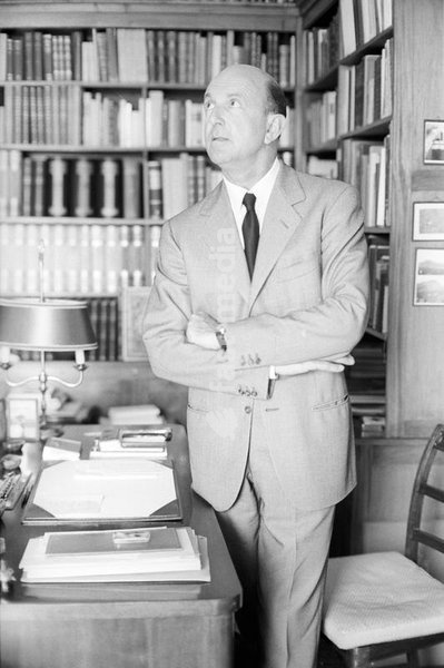 The last King of Italy Umberto II (Umberto Nicola Tommaso Giovanni Maria di Savoia) is in the study of the villa where he spends his exile. Cascais, 1960s