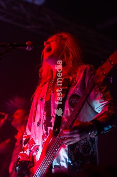 The Swedish sleaze metal band Crashdiet performs on the stage of the Factory in Milan. Milan (Italy), May 17th, 2013